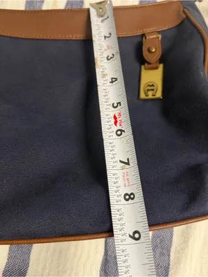 Etienne Aigner Navy Canvas Brown Trim Crossbody Bag Vintage Logo Everyday Purse thumbnail 13