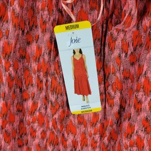 Joie Anthro Bondi Tiered Maxi Sundress Size M Red Ikat Spaghetti Strap Lined NWT thumbnail 10