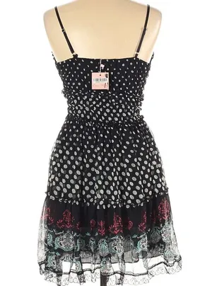 Gurreut Women's Polka Dot Spaghetti Strap Cotton Blend Chiffon Dress-Size L thumbnail 2