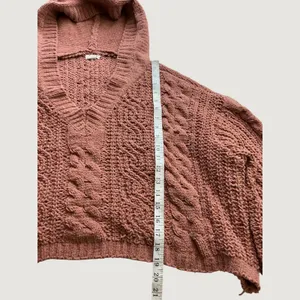 POL Womens Dusty Rose Chunky Cable Knit Cropped Hooded Sweater Small Oversized thumbnail 6