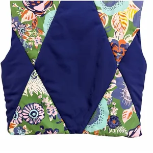 Anthropologie Daily Practice Puffer Vest Blue Patchwork Women's Size Medium‎ thumbnail 6