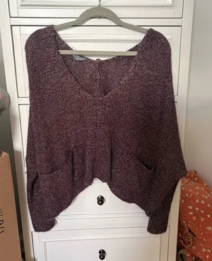 Don't Ask Why Brown purple sweater thumbnail 1