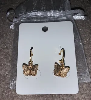 Gold Butterfly Earrings thumbnail 1