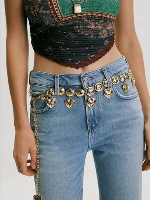 Free people love letter chain belt gold rush nwt thumbnail 1