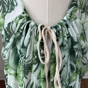 Subtle Luxury Pool To Party Green Frond Pool Swim Coverup Sundress $100 OSFM thumbnail 7