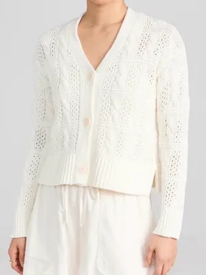 Madewell Open Cable-Stitch Cardigan Sweater Ivory XS thumbnail 2