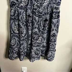 Sundance Sky Navy/White Flutter Sleeve Tiered Ruffle Boho Viscose‎ Dress thumbnail 5