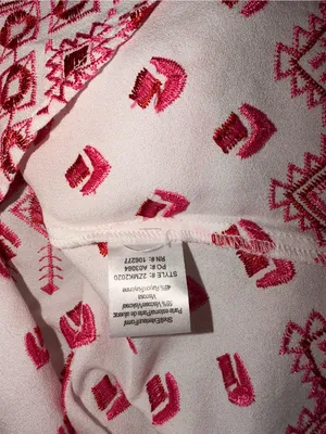 Hale Bob XS White Pink Embroidered Boho Top Blouse NWT Oversized thumbnail 7