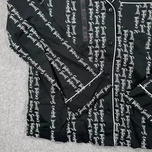 Victoria's Secret Button Up Pajama Top Women's X-Small Black/White Script New thumbnail 3