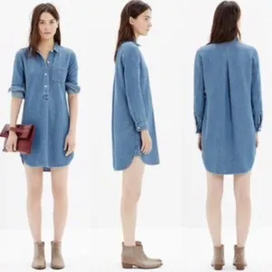 Madewell Chambray Popover Shirtdress Size M thumbnail 2