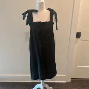 JCrew Tie Shoulder Poplin Dress With Pockets thumbnail 2
