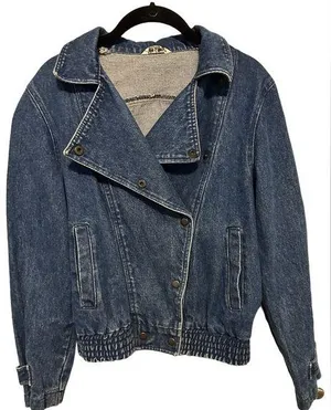 Vintage dark denim moto style jacket size medium thumbnail 1