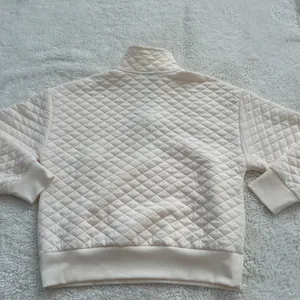 DSG Women's Cream Quilted 1/2 Zip Pullover Sz M Classic Athleisure Sporty Casual thumbnail 3
