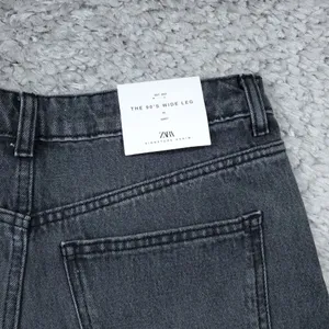 Zara Signature 90s Wide Leg Jeans Gray Denim High Rise US Size 6 EU 38 Slim Fit thumbnail 4