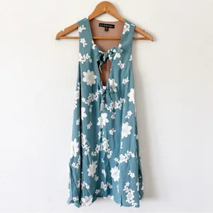 For Love & Lemons Sweet Jane Robin Egg Blue Floral Cottagecore Swing Mini Dress thumbnail 2