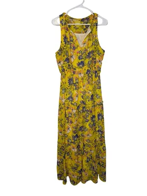 🌼 Maeve Floral Sleeveless Tiered Maxi Dress Yellow Size 12 🌼 thumbnail 2