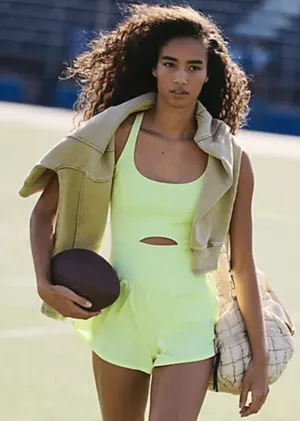 NWOT Free People Movement X Free People Righteous Runsie in Sour Citrus thumbnail 1