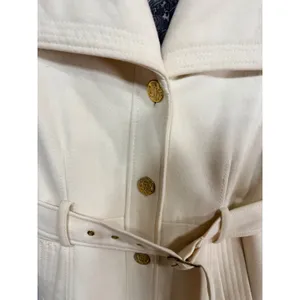 GUESS Coat Belted Wool Blend Pea Coat Women's M Cream Classic Winter Read thumbnail 7