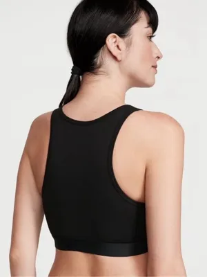 Victoria's Secret Shine Patch High-Neck Racerback Bralette Size Medium black thumbnail 2