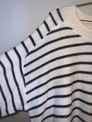 For The Republic Striped Knit‎ Sweater Cream Black 2X NWT thumbnail 5