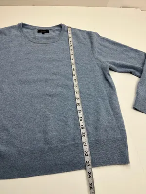 Quince 100% Mongolian Cashmere Crewneck Sweater Faded Denim Blue Womens Large thumbnail 6
