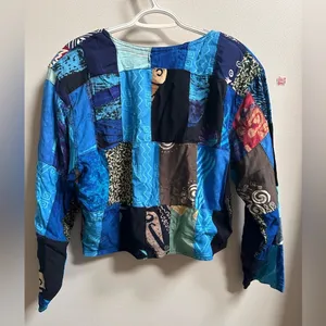 NEW Vintage Kosi‎ Bali 90s Patchwork Blue Quilted Jacket Handmade Women’s M/L thumbnail 11