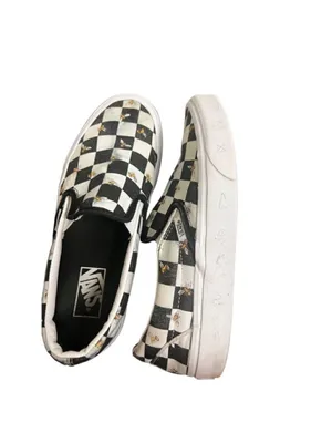 VANS Classic Slip On Sneakers Unisex 8 Black White Bee Check Skate thumbnail 2