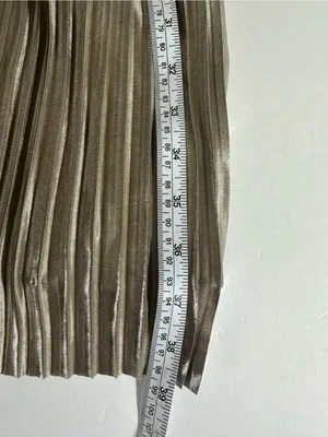 Banana Republic Metallic Silver Pleated Midi Dressy Womens Sz 10 thumbnail 9