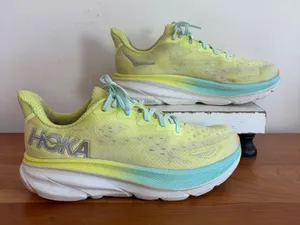 Hoka Clifton 9 Womens Running Shoes 9 Citrus Glow Yellow Blue 1127896 CGSO thumbnail 1