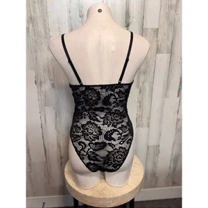 Black Lace Bodysuit | Sexy Floral Lingerie One-Piece – Size Medium thumbnail 4