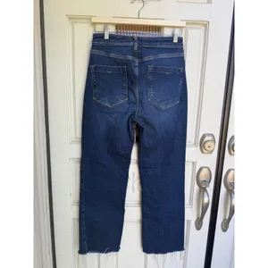 Pilcro and the Letterpress Anthropologie High Rise Straight Leg Raw Hem Jeans Dark Wash Blue Size 26 thumbnail 2