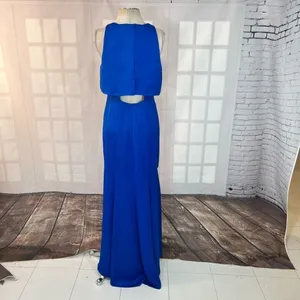 Nicole Miller Royal Blue Satin Sleeveless Flounce Formal Gown Size 8 thumbnail 7