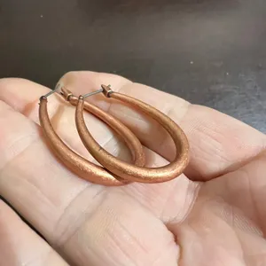 Oval Hoop Earrings Brown‎ Copper Color Statement Dangle Earrings Women thumbnail 2