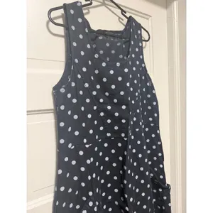 Luca Vanucci Womens‎ Navy Blue White Polka Dot Sleeveless Midi Tank Dress A-Line thumbnail 6