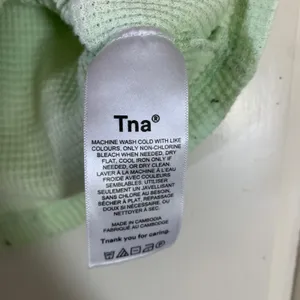 Tna Aritzia Women Mint Green Waffle Knit Notch Neck Crop Top SS Medium READ thumbnail 4