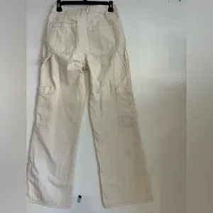 H&M Women's Cream Wide Leg Jeans thumbnail 7