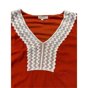 NWOT Entro Long Sleeve Dress‎ Lace Trim Rust Orange Small thumbnail 6