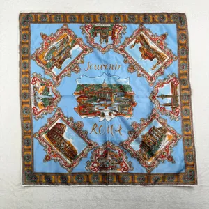 Scarf Roma Italy Souvenir Landmark Print Blue Travel Core Vintage Accessory thumbnail 3