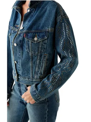 NEW Levi’s Shrunken '90s Bling Solargenic Cropped Trucker Jacket - Size XL thumbnail 2