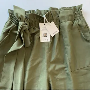 Grace Karin Paperbag Waist Pants Olive‎ Green Tie Belt Cropped Ankle Leg L NWT thumbnail 3