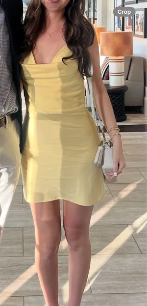 Forever21 Yellow Cowl Neck Mini Dress thumbnail 1