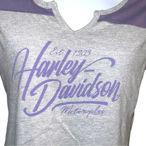 Harley Davidson cute gray tee with purple design! thumbnail 3