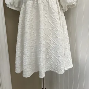 FREE PEOPLE Violet Puff Sleeve Tie Back Babydoll Mini Dress in White Size M (?) thumbnail 8