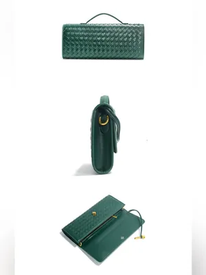 Green Woven Evening Clutch Crossbody Bag thumbnail 5