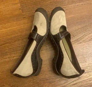 Merrell Mary Jane slip on. 8.5 dark taupe tan suede upper w/ leather accents thumbnail 2