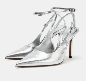 ZARA Metallic Slingback Heels thumbnail 1
