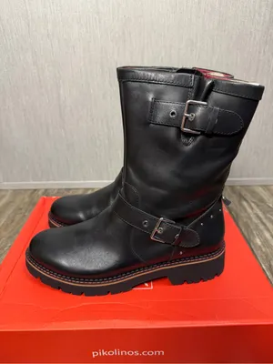 PIKOLINOS Black Leather Mid-Calf Buckle Combat Boots Size 41=US Size 9.5-10 thumbnail 9