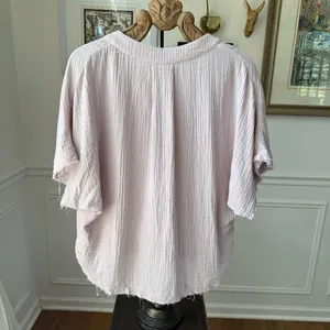 Young Fabulous & Broke Orchid Gauze Short Sleeve Cropped Pink Lavender Blouse L thumbnail 5