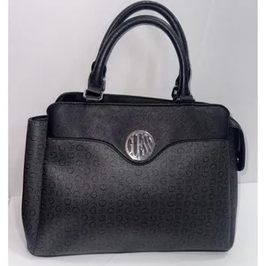 Y2K GUESS Black Monogram‎ Old Money Classic Designer Chic Satchel Purse Bag thumbnail 1