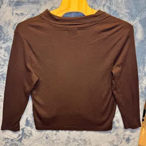1864 | Lauren Ralph Lauren Ribbed Cotton Long Sleeve Polo Top Brown Women 3X‎ thumbnail 2